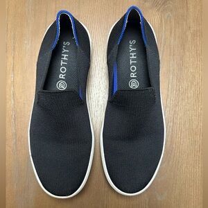Rothy's Black Knit Slip-On Sneakers with White Sole